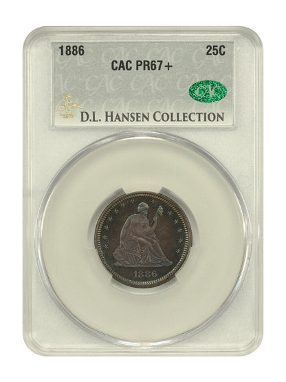 1886 25C CACG PR67+ ex: D.L. Hansen - Liberty Seated Quarter