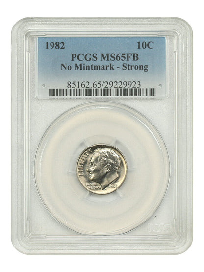 1982 10C PCGS MS65FB (No Mintmark, Strong) - Roosevelt Dime