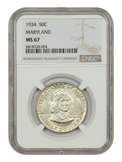 1934 50C Maryland NGC MS67 - Classic Silver Commemorative