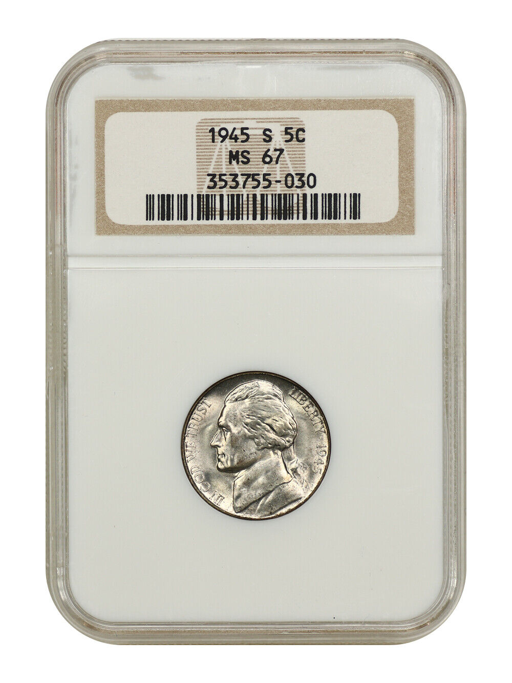 1945-S 5C NGC MS67