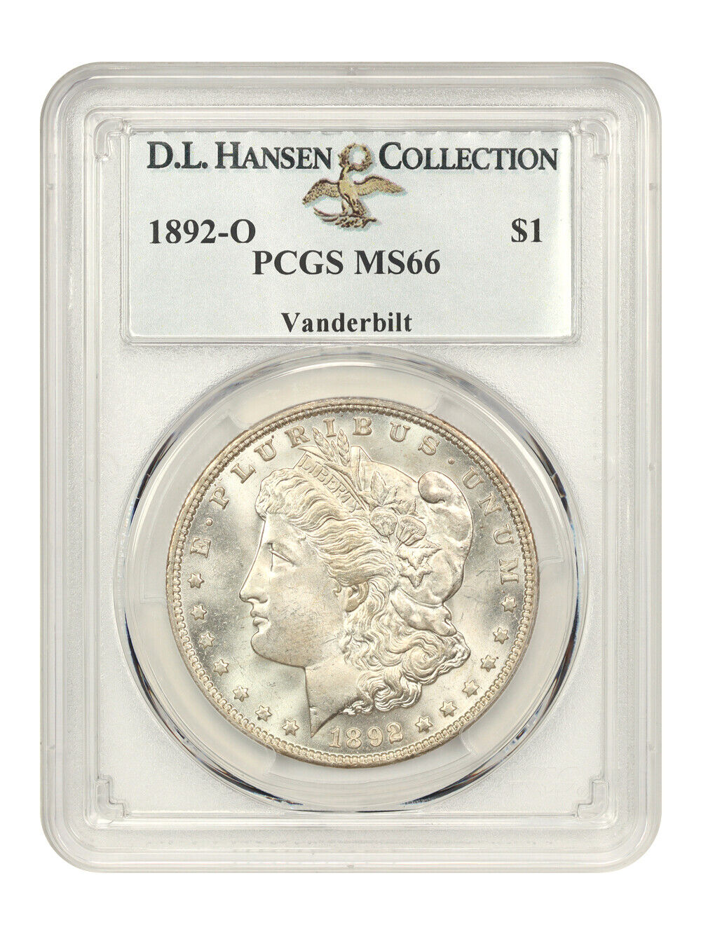 1892-O $1 PCGS MS66 ex: Vanderbilt/D.L. Hansen