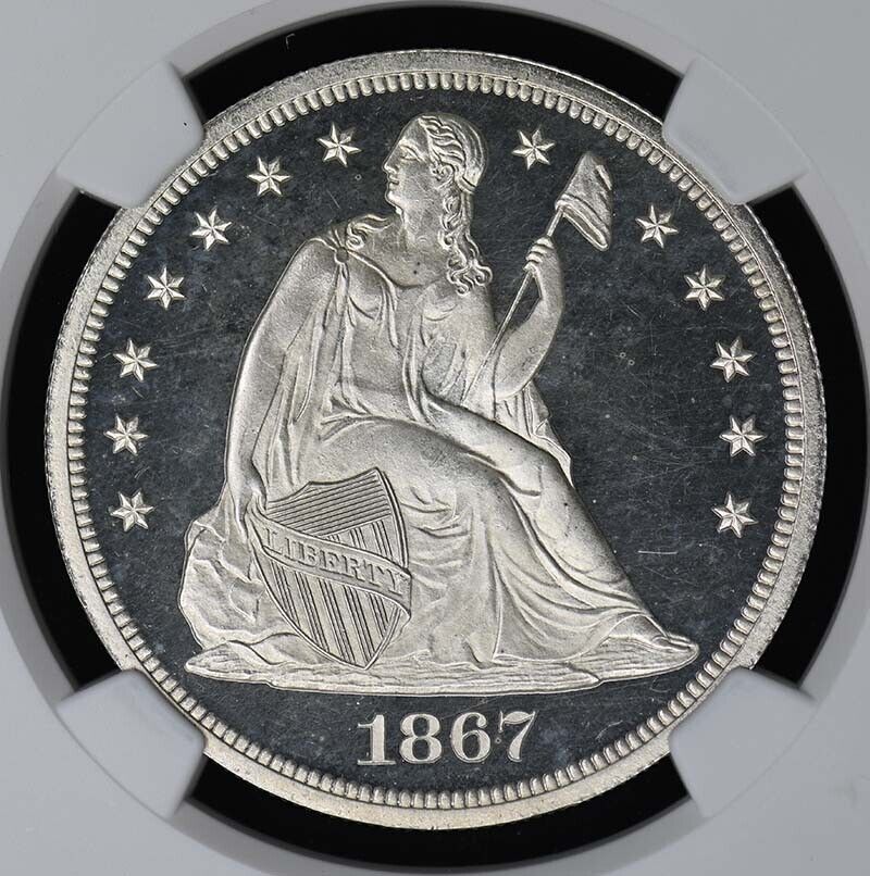 1867 Seated Liberty Motto S$1 NGC PR66DCAM Ultra Cameo