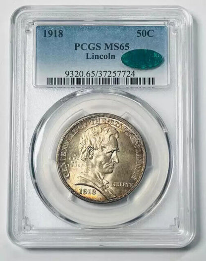 1918 P Classic Commemorative PCGS MS-65 CAC Lincoln-Illinois- Pretty Toning!