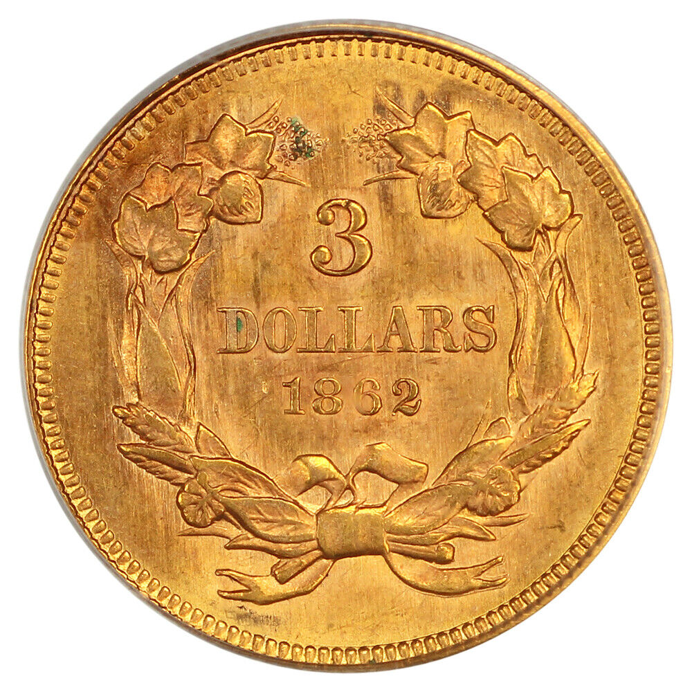 1862 $3 PCGS MS62 - Three Dollar