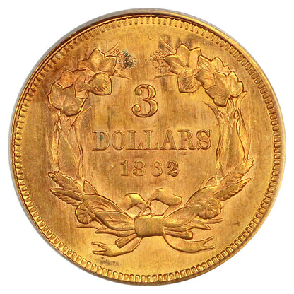 1862 $3 PCGS MS62 - Three Dollar