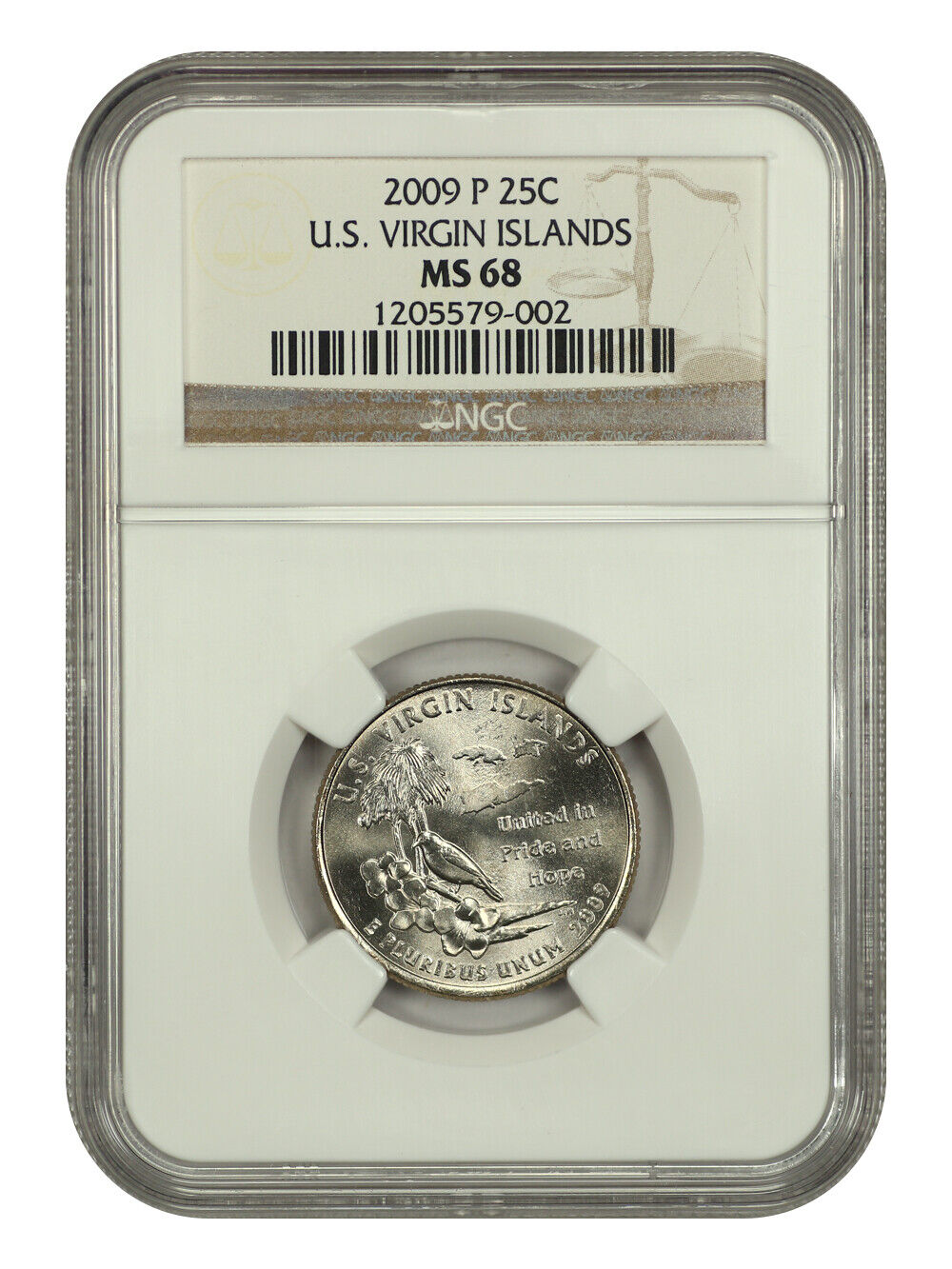 2009-P 25C U.S. Virgin Islands NGC MS68 - Type 1, Clad