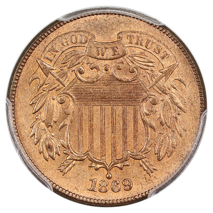 1869 2c PCGS MS65RD ex: D.L. Hansen