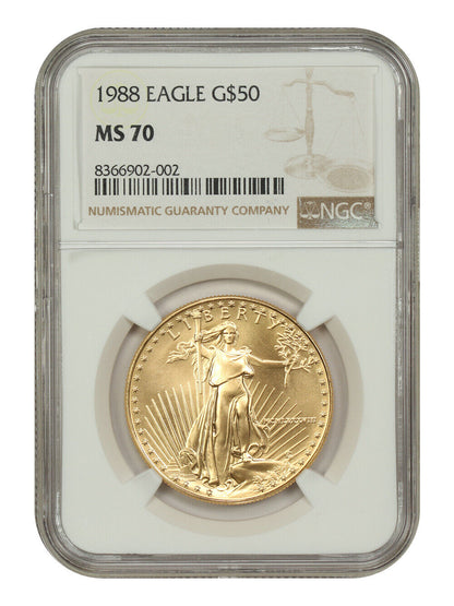 1988 $50 Gold Eagle NGC MS70 - $50 Gold Eagles