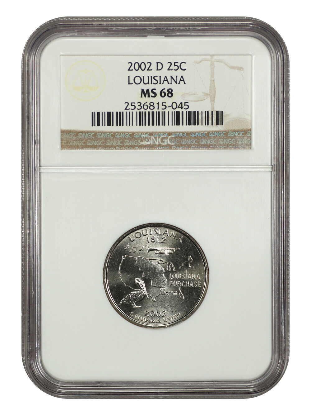 2002-D 25C Louisiana NGC MS68 - Washington 50 States Quarters