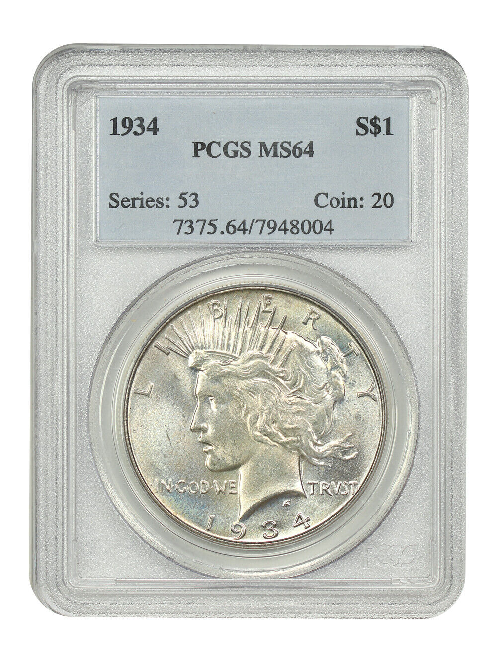 1934 $1 PCGS MS64 - Peace Dollar