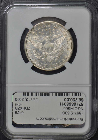 1897-S Barber Half Dollar 50C NGC MS65