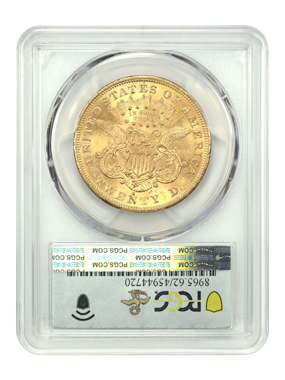 1872-S $20 PCGS MS62 ex: D.L. Hansen