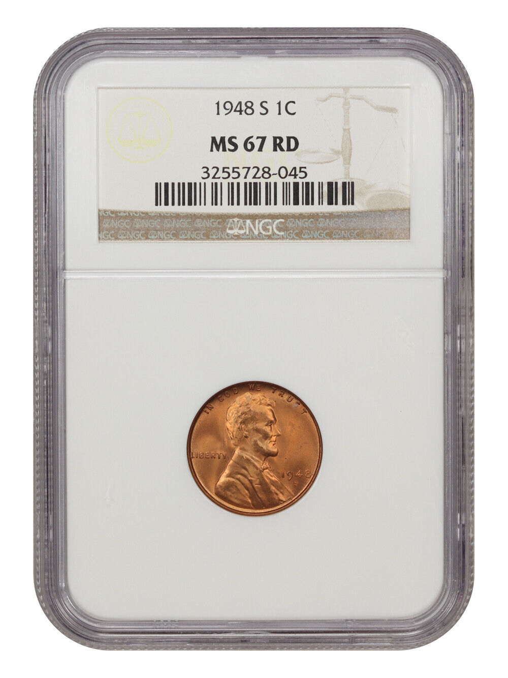 1948-S 1C NGC MS67RD