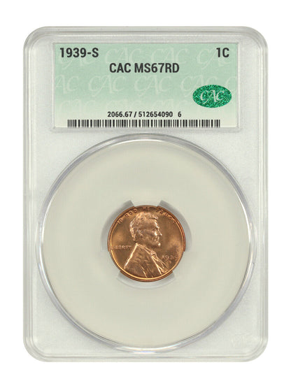 1939-S 1C CACG MS67RD - Lincoln Cent (Wheat Reverse)