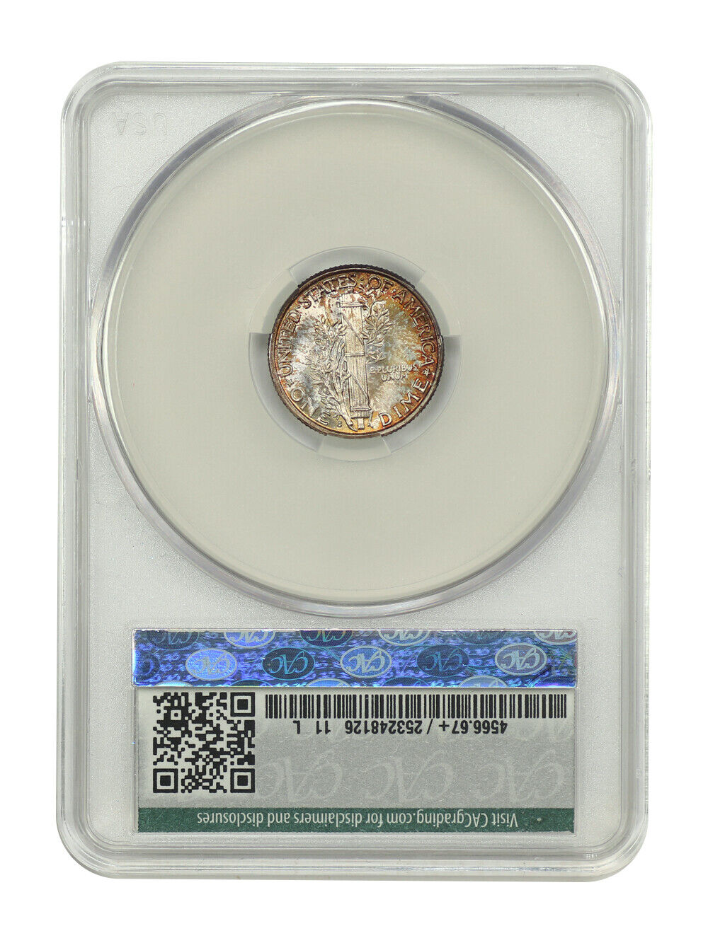 1928-S 10C CACG MS67+FB ex: D.L. Hansen - Mercury Dime