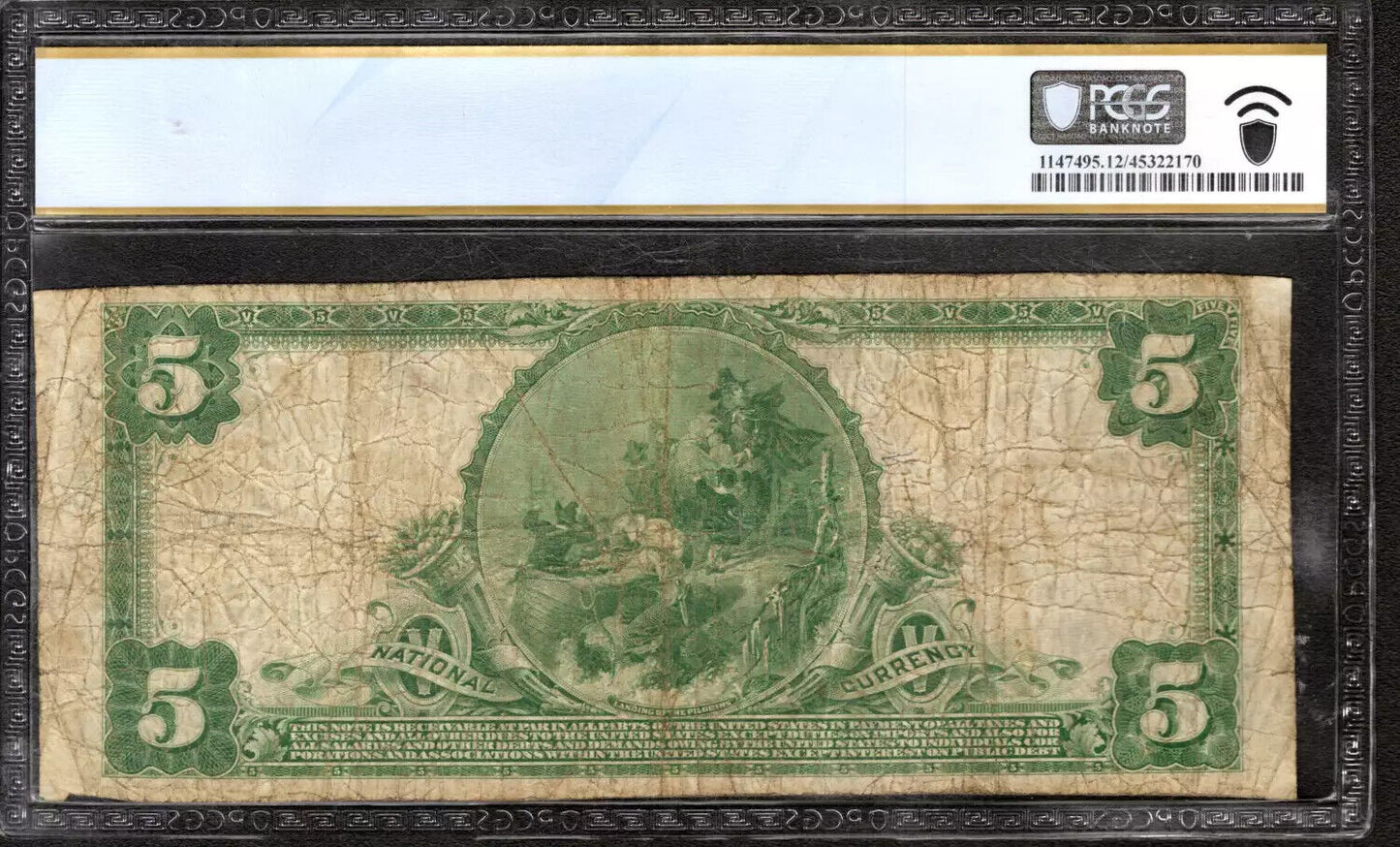 1902 PB $5 FIRST NATIONAL BANKNOTE VALENTINE NEBRASKA PCGS B FINE 12