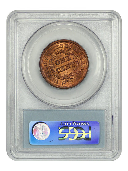 1855 1C PCGS MS64RD (Upright 55) - Braided Hair Cent