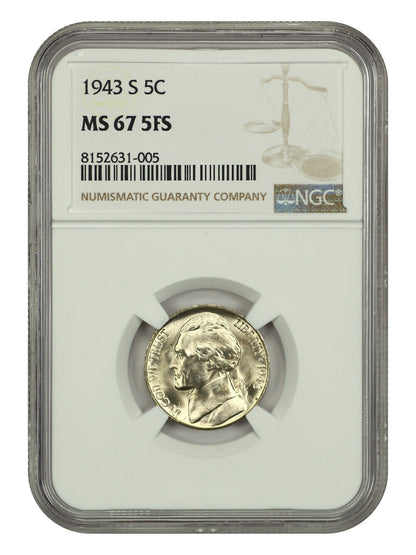 1943-S 5C NGC MS67FS - Jefferson Nickel