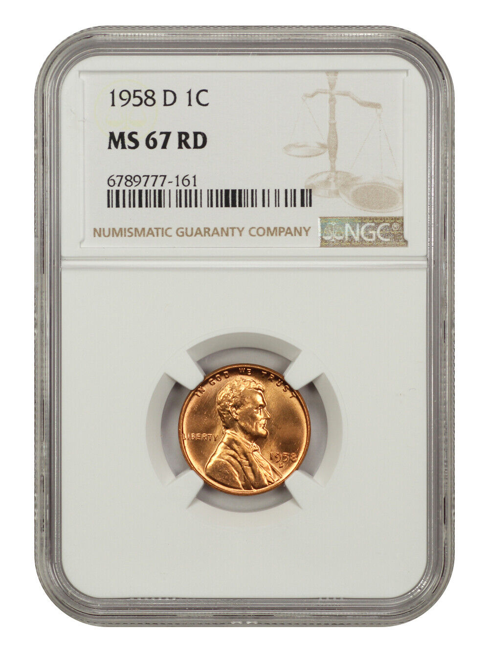 1958-D 1C NGC MS67RD