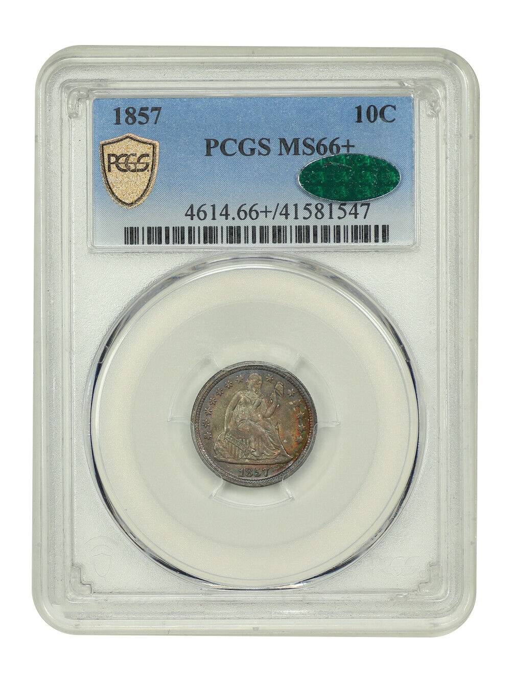 1857 10C PCGS/CAC MS66+ - Liberty Seated Dime