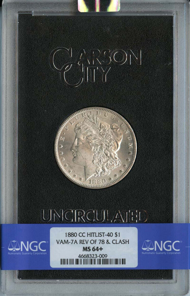 1880-CC Morgan Dollar VAM-7A REV 78 CLASH S$1 NGC MS64+ Hitlist 40