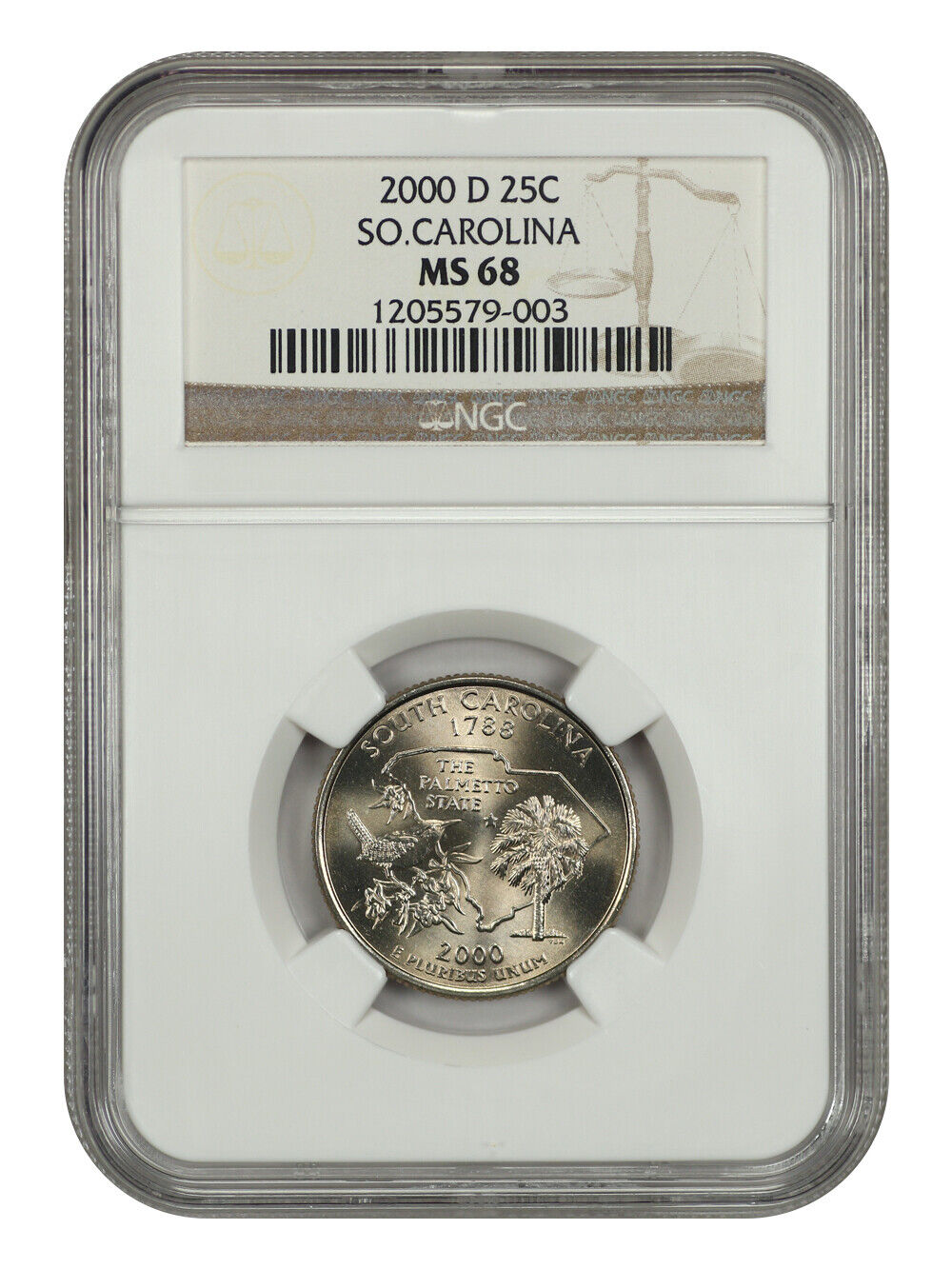 2000-D 25C South Carolina NGC MS68 - Washington 50 States Quarters