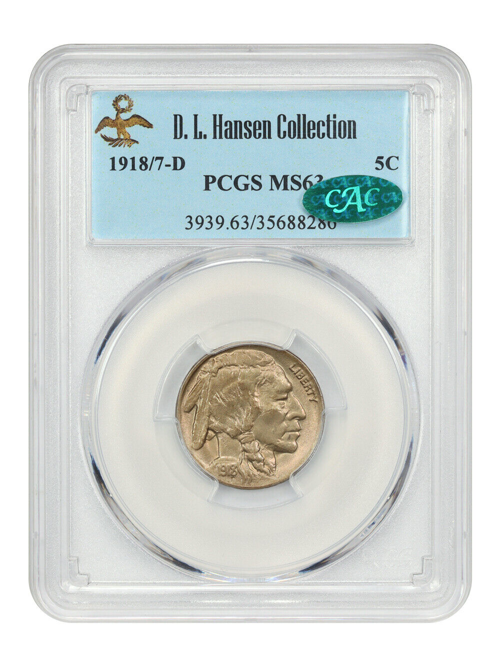 1918/7-D 5C PCGS/CAC MS63 ex: D.L. Hansen