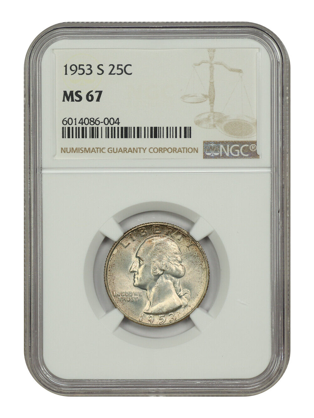 1953-S 25C NGC MS67 - Washington Quarter