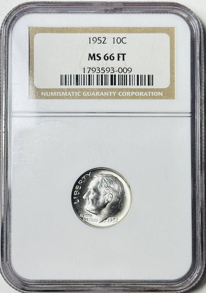 1952 P Dimes Roosevelt NGC MS-66 FT