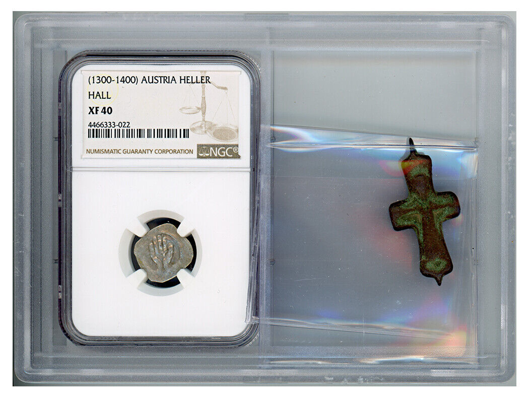 Medieval Austria: 1300-1400 Austria Heller Hall XF40 (With Antique Cross)