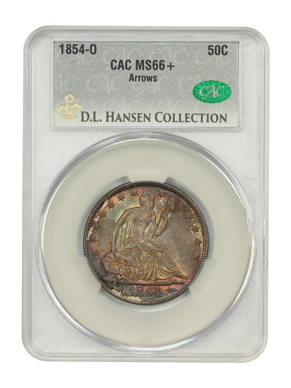 1854-O 50C CACG MS66+ (Arrows) ex: D.L. Hansen - Liberty Seated Half Dollar