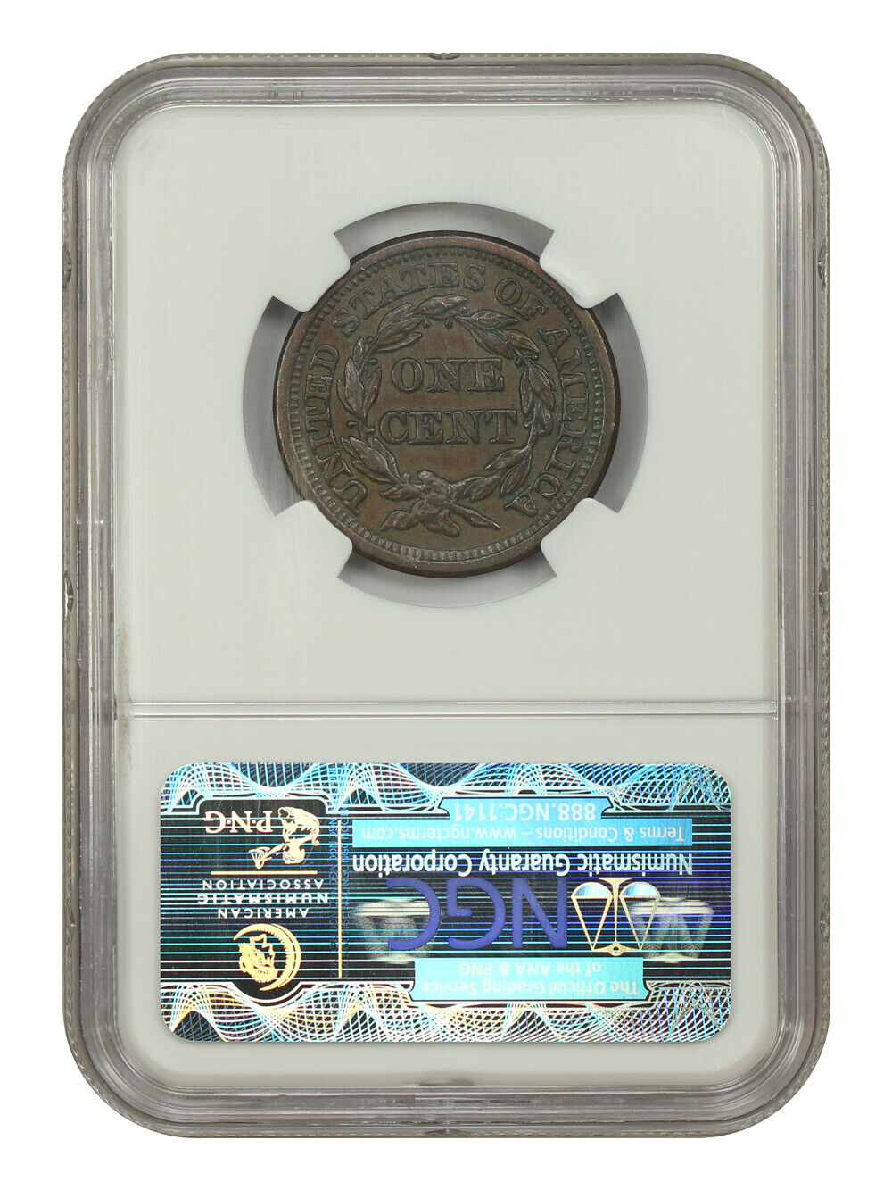 1857 1C NGC AU58 (Small Date) - Braided Hair Cent