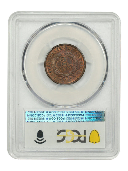 1864 2C PCGS MS64RB (Large Motto) - Two Cent - First Year of Issue