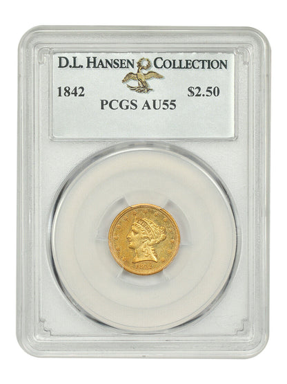 1842 $2.50 PCGS AU55 ex: D.L. Hansen - Liberty Head $2.5