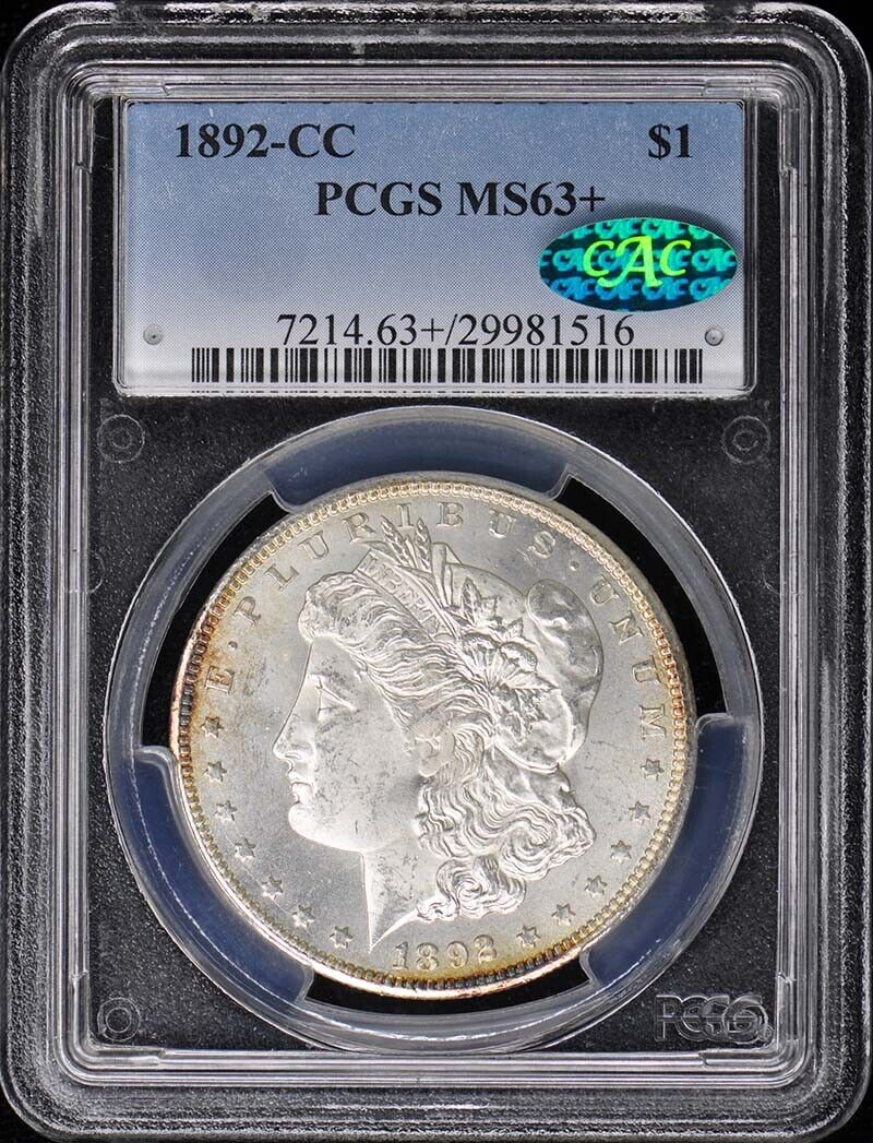 1892-CC $1 Morgan Dollar PCGS MS63+ (CAC)