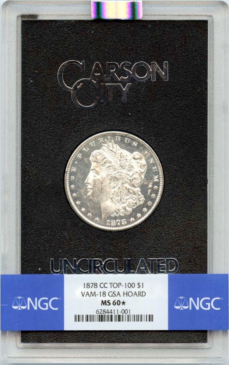 1878-CC TOP-100 Morgan Dollar VAM-18 GSA HOARD S$1 NGC MS60