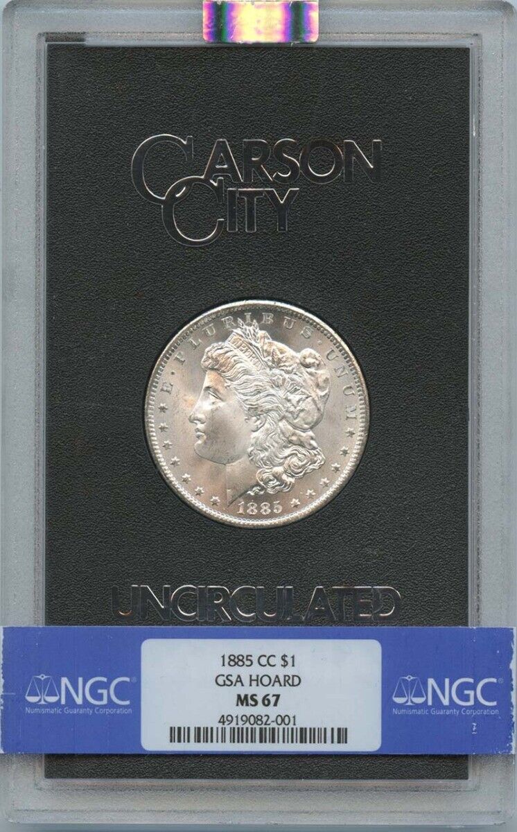 1885-CC Morgan Dollar GSA HOARD S$1 NGC MS67