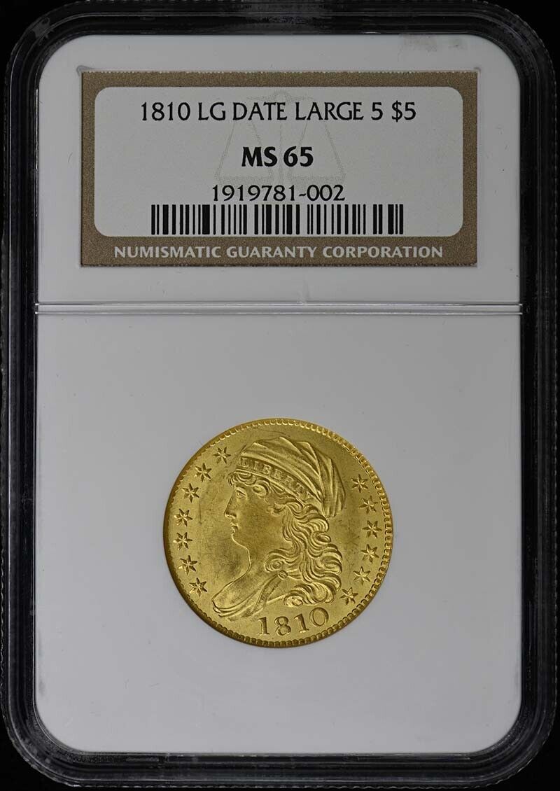 1810 LG DATE LARGE 5 Capped Bust $5 NGC MS65