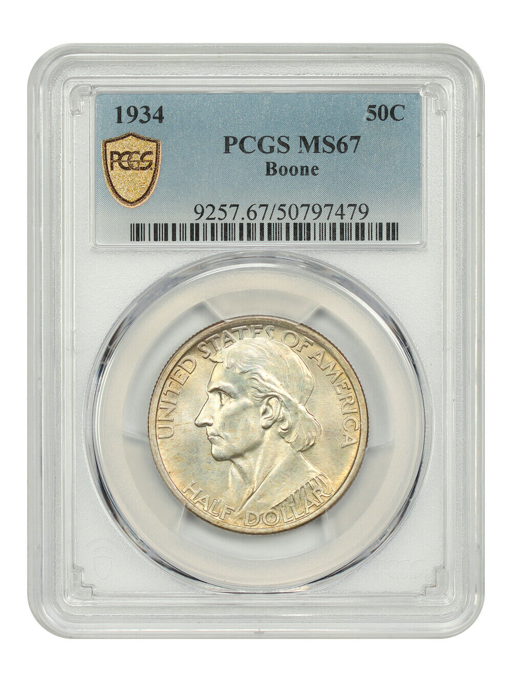 1934 50C Boone PCGS MS67 - Classic Silver Commemorative - Low Mintage Issue