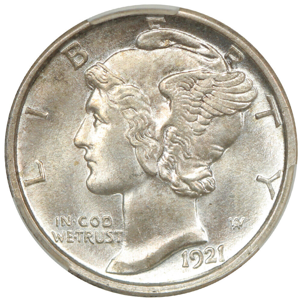 1921-D 10C CACG MS66FB ex: D.L. Hansen - Mercury Dime