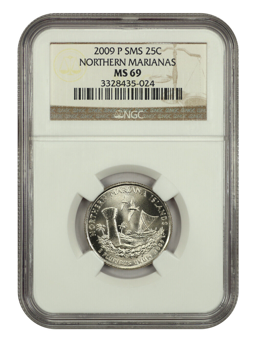 2009-P 25C Northern Mariana Islands NGC SP69 (Satin Finish) - Type 1, Clad