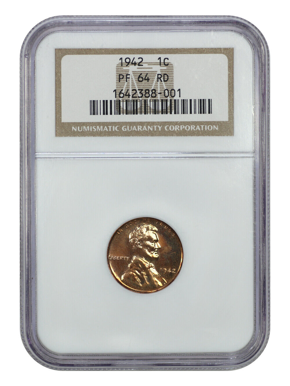 1942 1C NGC PR64RD - Lincoln Cent (Wheat Reverse) - Lovely Red Proof