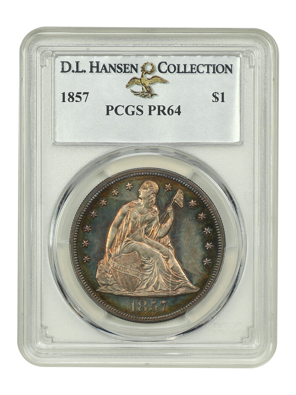 1857 $1 PCGS PR64 ex: D.L. Hansen