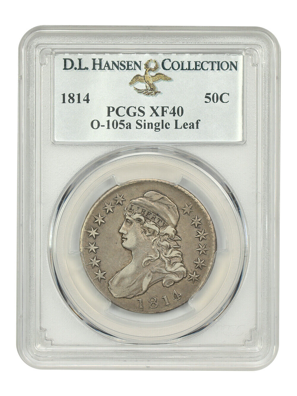 1814 50C PCGS XF40 (O-105a, Single Leaf) ex: D.L. Hansen