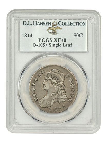 1814 50C PCGS XF40 (O-105a, Single Leaf) ex: D.L. Hansen