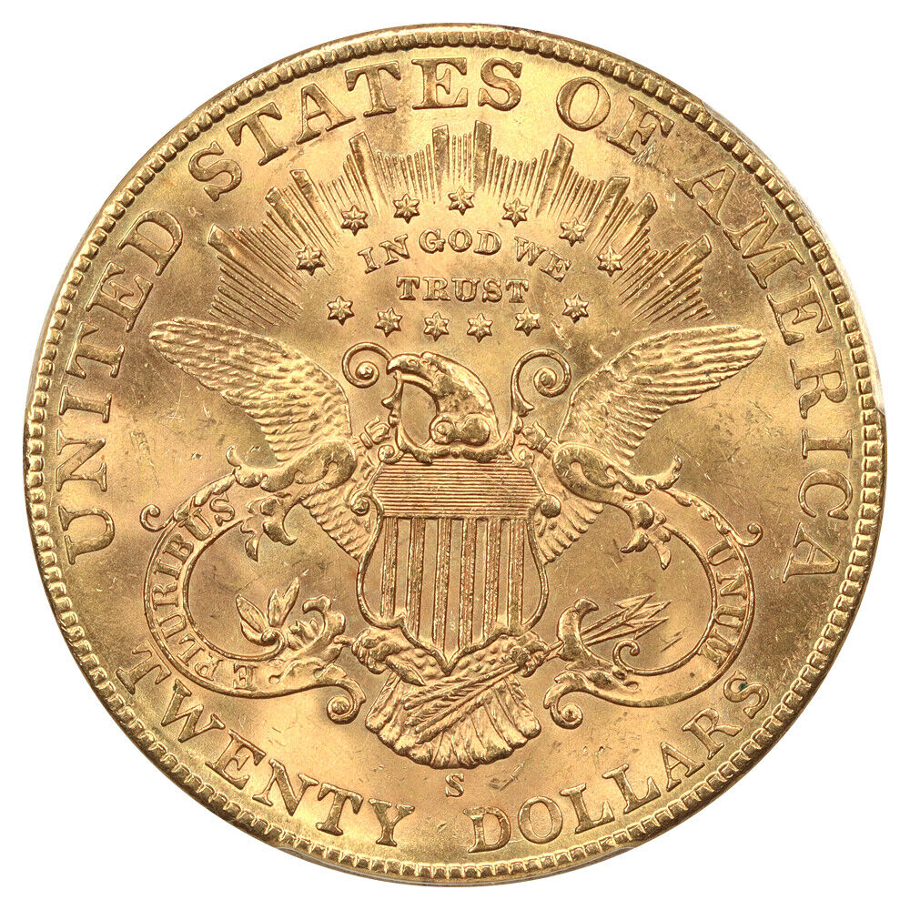 1907-S $20 PCGS MS64 ex: D.L. Hansen