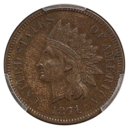 1871 1C PCGS XF45 - Indian Cent - Scarce Date