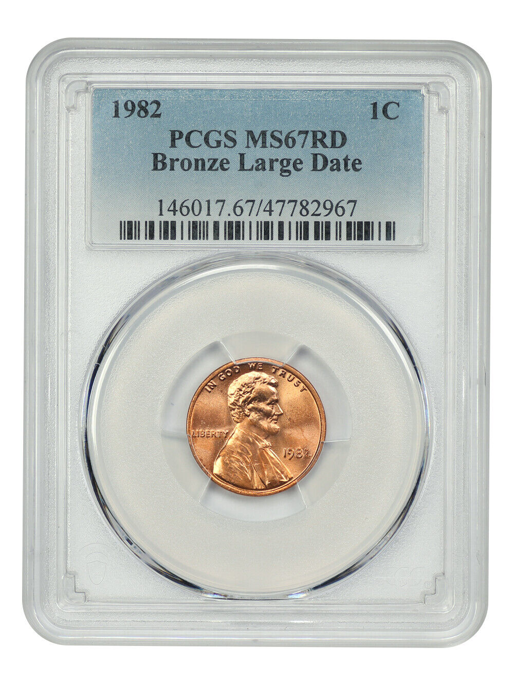 1982 1C PCGS MS67RD (Bronze, Large Date) - Lincoln Cent (Modern)