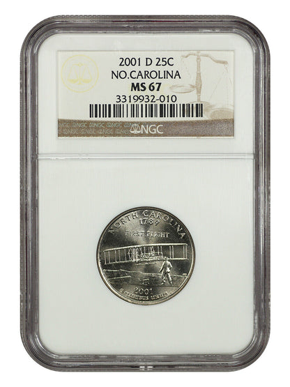 2001-D 25C North Carolina NGC MS67 - Washington 50 States Quarters