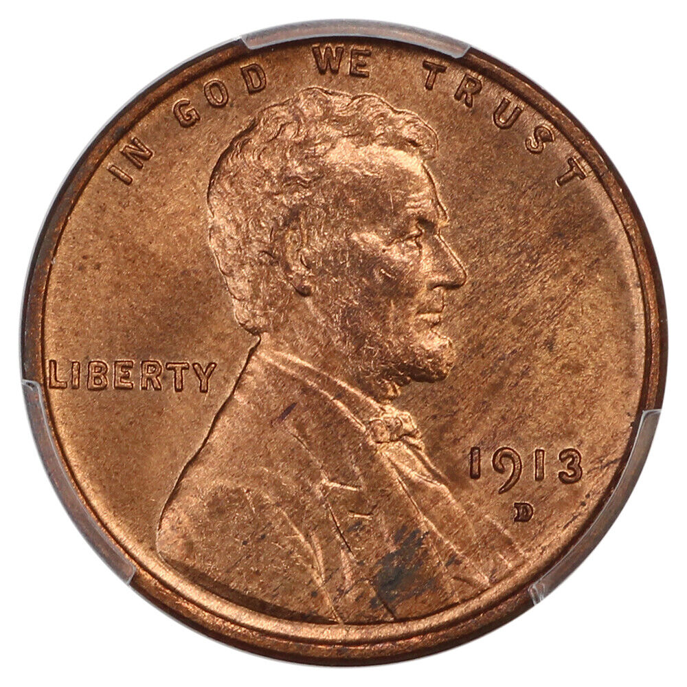 1913-D 1C PCGS MS64RB - Lincoln Cent (Wheat Reverse) - Slightly Better D-Mint